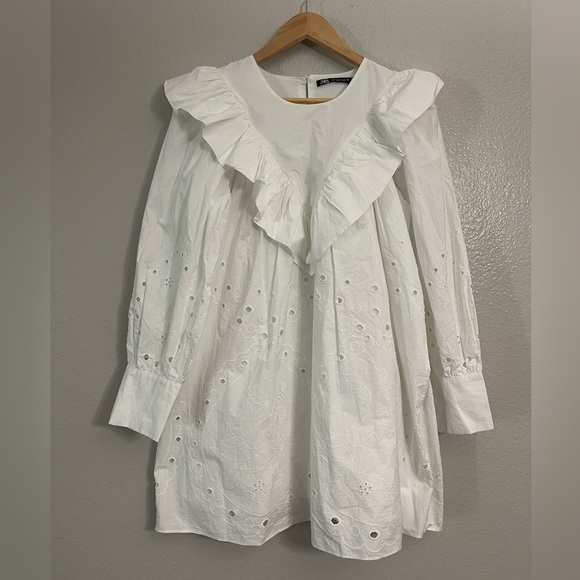 Zara Ruffled Openwork Embroidery Dress - Picture 2 of 11